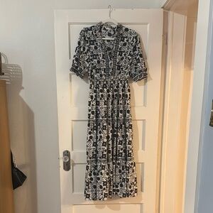 Elegant Black and White Patterned Dress